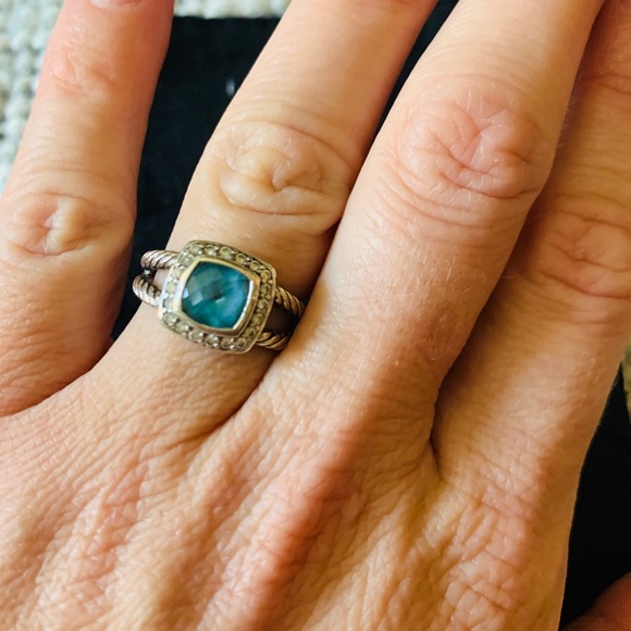 David Yurman Petite Albion size 7.5 BLUE TOPAZ - Picture 2 of 8